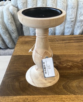Natural Wood Candle Holder Small