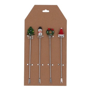 CHRISTMAS CANAPE FORKS - SET OF 4