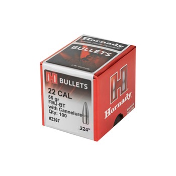 Hornady BTSP Projectiles .224" Diameter 55gr with Cannelure 100 Count