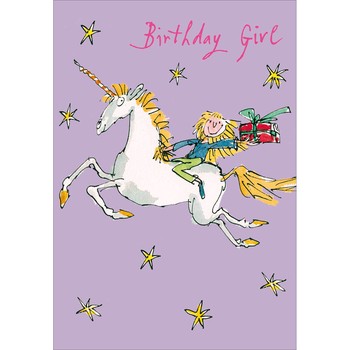 Woodmansterne - Girl Riding A Unicorn - Greetings Card