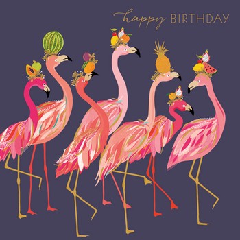 The Art File - Flamingos Fruit Hats Card-SAM81A