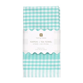 GINGHAM COTTON NAPKINS  -  MINT / PACK OF 2