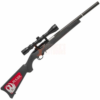 Ruger 10/22 Blued Synthetic Carbon Tension Full Barrel Suppressor + Nikko 3-9x40 Scope Ruger 10/22 Blued Synthetic Carbon Tension Full Barrel Suppressor + Nikko 3-9x40 Scope