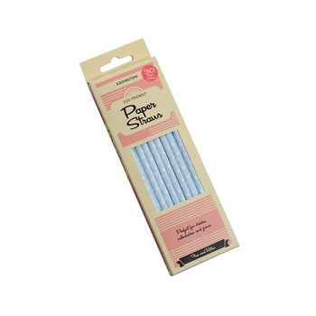 BLUE POLKA DOT PAPER STRAWS - PACK OF 30