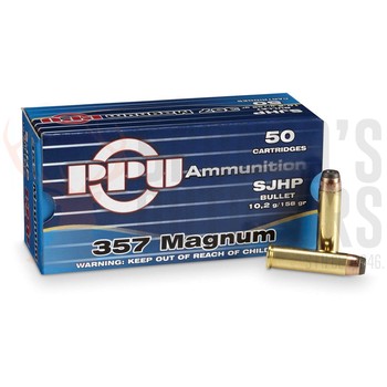 PPU .357 Magnum 158gr SJHP 50 Rounds