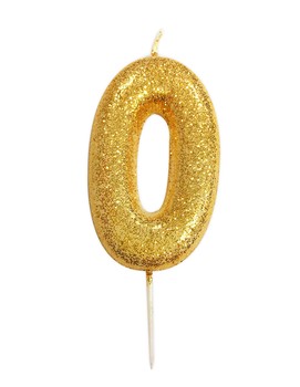 GOLD GLITTER AGE 0 CANDLE