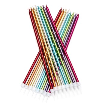 EXTRA TALL RAINBOW CANDLES - PACK OF 16