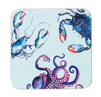 DISH OF THE DAY COASTERS ( 2 BLUE/2 ORANGE) - SET OF 4