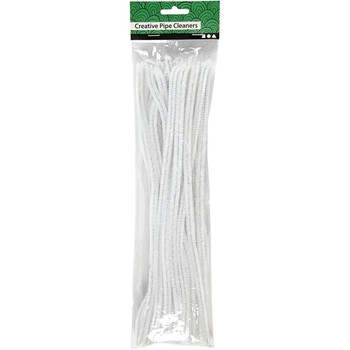 Craft Creativ -Chenille, L: 30 cm, thickness 9 mm, white, 25 pc/ 1 pack-51609