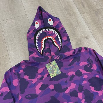 BAPE Color Camo Shark Pullover Hoodie Purple • Brand New [5780] - view 7