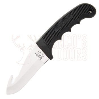 Bear & Son Cutlery 8 3/8" Black Gut Hook with Leather Sheath