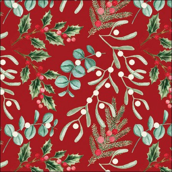 FOLIAGE SCATTER RED PAPER NAPKINS