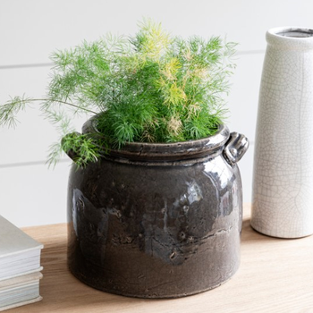 GARDEN TRADING CHARCOAL RAVELLO UTENSIL POT WITH HANDLES