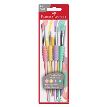 Faber-Castell - Set of 4 Soft Grip Pastel Paint Brushes - 481620