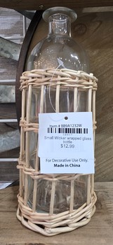 Small Wicker Wrapped Glass Bottle