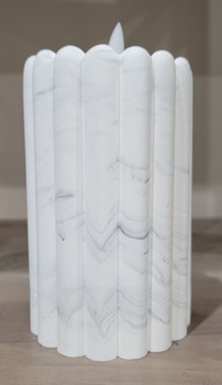 White Cement LED Candle w/Timer/5"Column