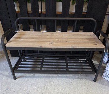 Metal & Wood Bench 36"