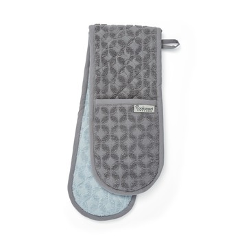 RETRO GREY/BLUE TERRY DOUBLE OVEN GLOVE