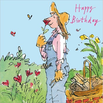 Woodmansterne - Lady Sniffing The Flowers - Greetings Card