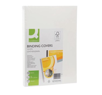 Q-Connect A4 White Leathergrain Comb Binder Cover (Pack of 100) (T)
