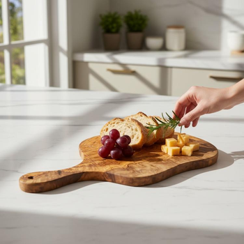 OLIVE WOOD HANDLED CHOPPING BOARD - SMALL