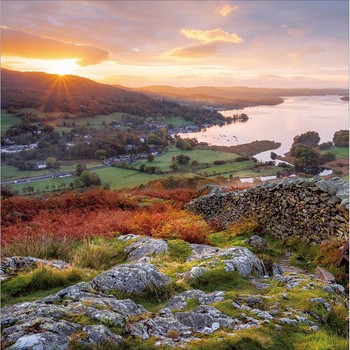 Woodmansterne - Stile, Loughrigg Fell, Ambleside, Windermere Lake, Lake District, Cumbria, England - Greetings Card (D)