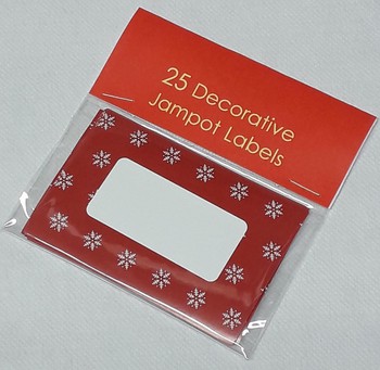 RED SNOWFLAKE JAMPOT LABELS - PACK OF 25