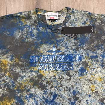 Supreme x Stone Island Embroidered Logo Short-Sleeve Top 'Dark Blue' - New - view 5