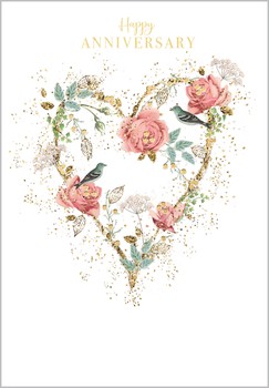 Abacus - General Anniversary - Decorative Rose Heart - 11374