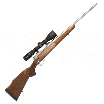 Howa Model 1500 7mm-08 Stainless Steel Threaded 20" Walnut + Nikko Stirling Metor 2.5-10x50