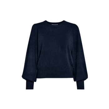 Liva Metallic Long Sleeve Pullover · Black Iris