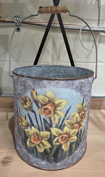 Painted Farm Bucket / Flowers