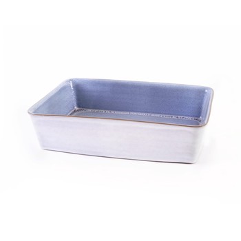 'NORTE' LARGE GLAZED TERRACOTTA OVEN DISH - LIGHT BLUE