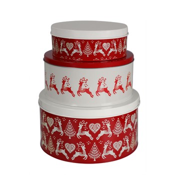 YULETIDE CAKE TINS SET OF 3
