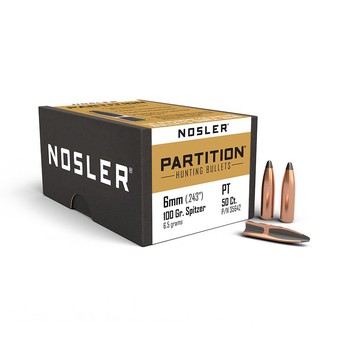 Nosler Partition 6mm .243" 100gr Projectiles x50