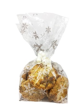 CELLOPHANE GIFT BAGS  - SNOWFLAKE DESIGN - PACK OF 20