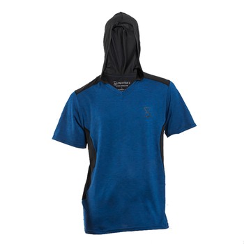 Lonely Track Totara mens hooded tee Bluestone
