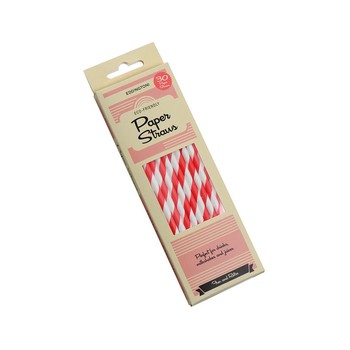 RED STRIPE PAPER STRAWS - PACK OF 30