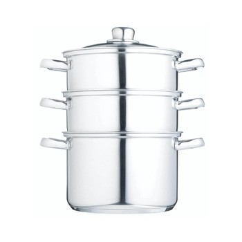 STEAMER SET 22CM 3 TIER STAINLESS STEEL
