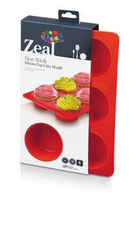 NON STICK SILICONE 6 DEEP CUPCAKE/MUFFIN MOULD - RED