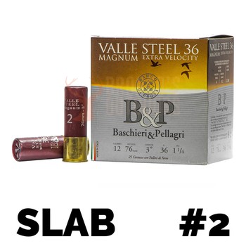 B&P Valle Steel 12ga 3" 36gm Steel Shot 250 Rounds