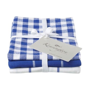 KENSINGTON BLUE CHECK TEA TOWEL - SET OF 3
