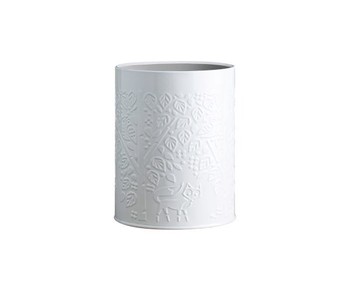 WHITE EMBOSSED UTENSIL POT - IN THE FOREST