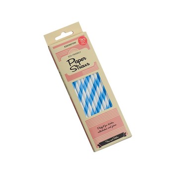 BLUE STRIPE PAPER STRAWS - PACK OF 30
