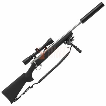 Howa 1500 Stainless Black .223 20" + Nikko Stirling Panamax 3-9x40mm HOLD FAST Scope + Sonic Suppressor