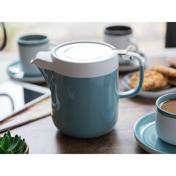 RETRO BLUE CERAMIC 2 CUP INFUSER TEAPOT