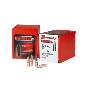 Hornady Varmint .22 Cal .224"  55gr SP With cannelure Projectiles x100