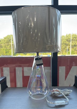Iridescent Clear Lamp with Linen Shade