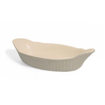 CLASSIC GLAZED OVAL GRATIN DISH - SOFT GREY