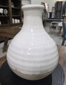 Large Cream Antiqued Vase